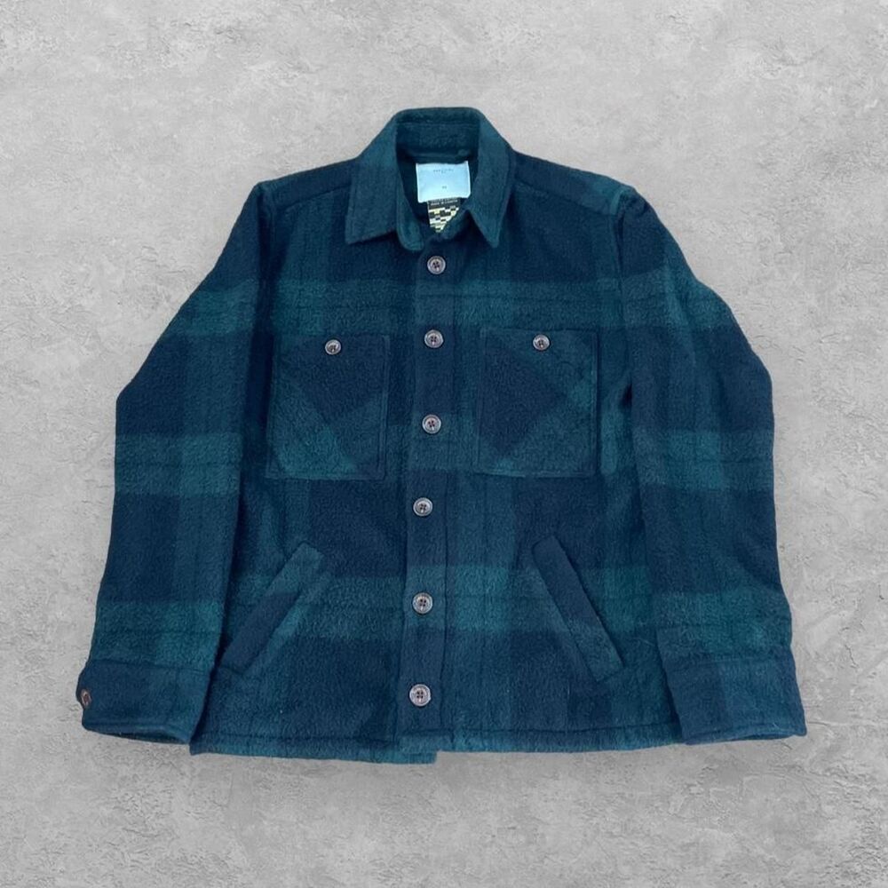 Percival Menswear Wool Blend Plaid Overshirt Jacket XS London Workwear